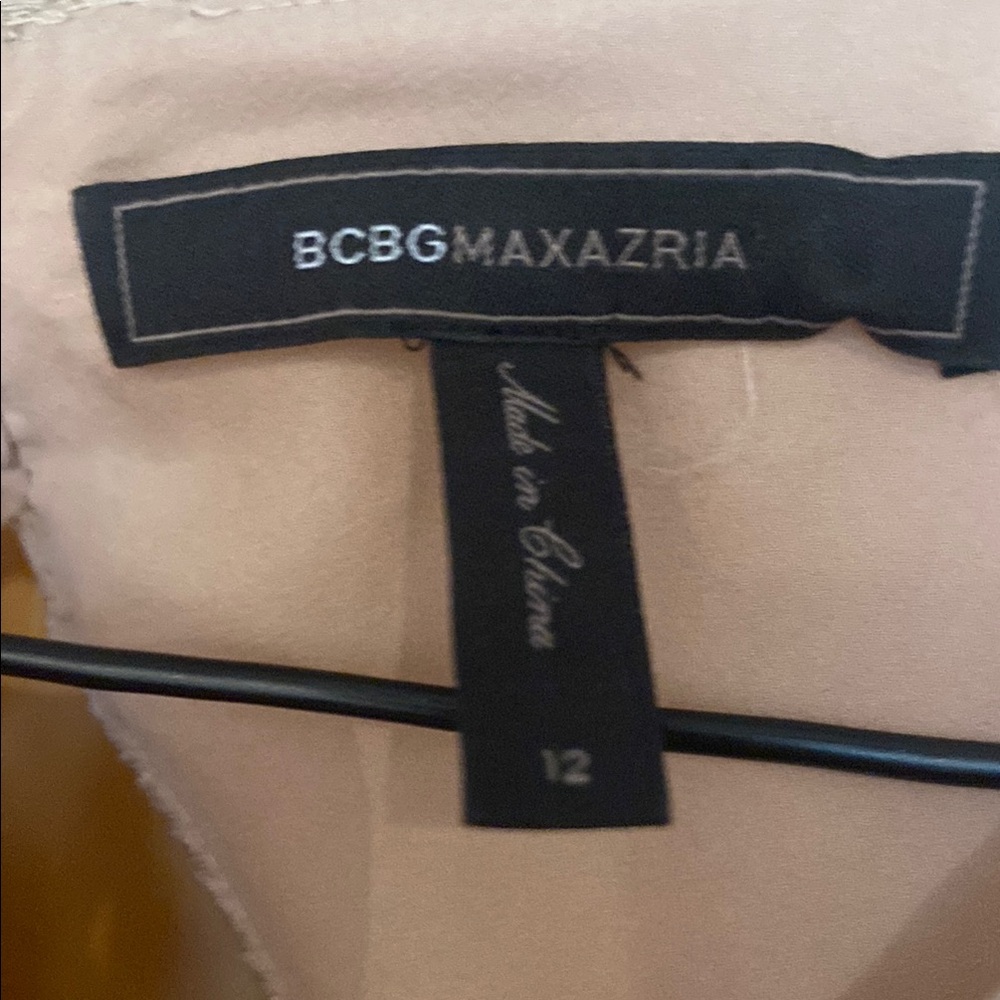 BCBGMaxAzria Tan Pleated Scoop Neck Midi Dress - Picture 2 of 4